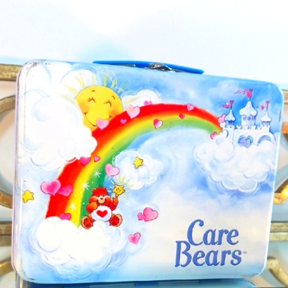 2003 Care Bears Tin Lunchbox-Rix Products, 8"×6"×4", Multicolor.